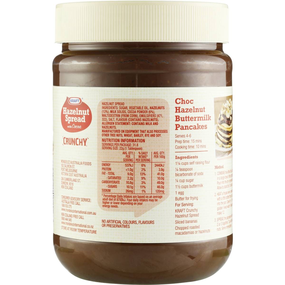 Kraft Hazelnut Spread Crunchy 700g Woolworths