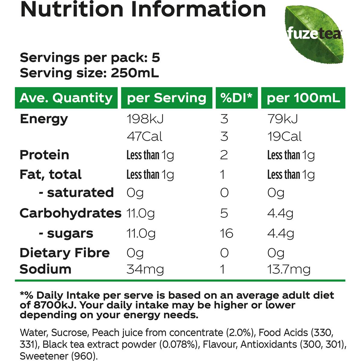 Fuze Tea Ice Tea Mango 1.25l Woolworths