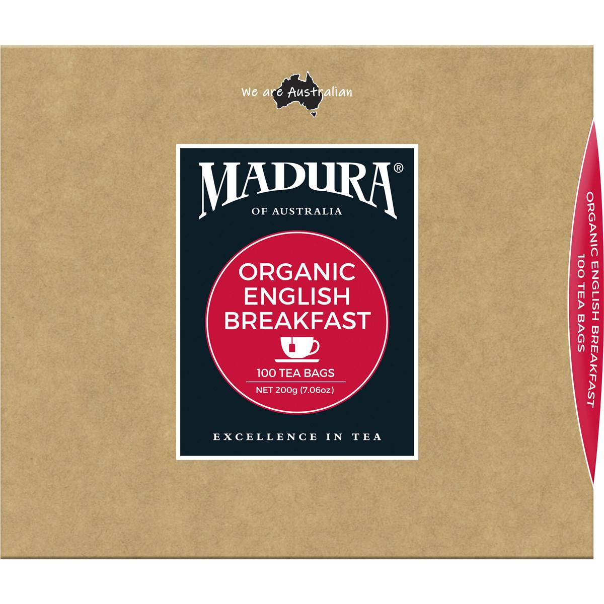 Madura Organic English Breakfast Tea Bags 100ea Woolworths