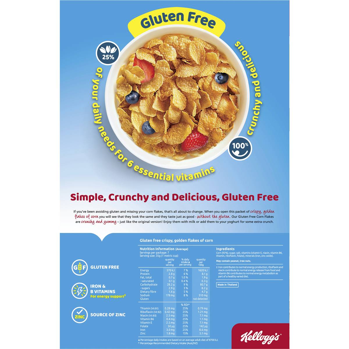 Kellogg's Corn Flakes Gluten Free Breakfast Cereal 270g | Woolworths