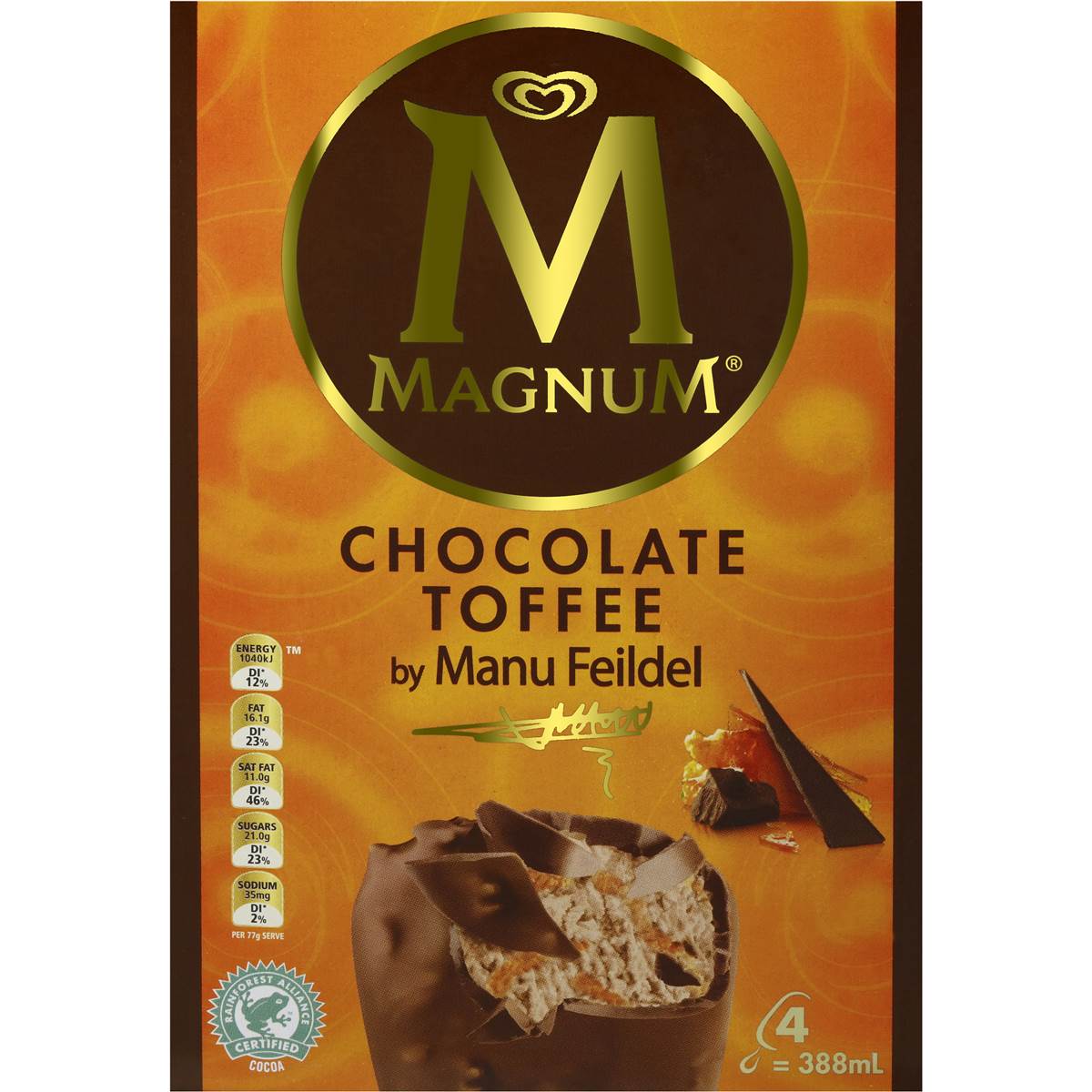 Streets Magnum Ice Cream Chocolate Toffee Manu Feildel 4 Pack Woolworths
