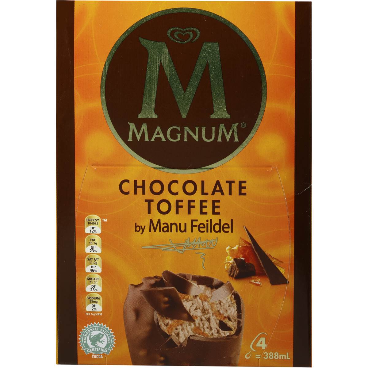 Streets Magnum Ice Cream Chocolate Toffee Manu Feildel 4 Pack Woolworths