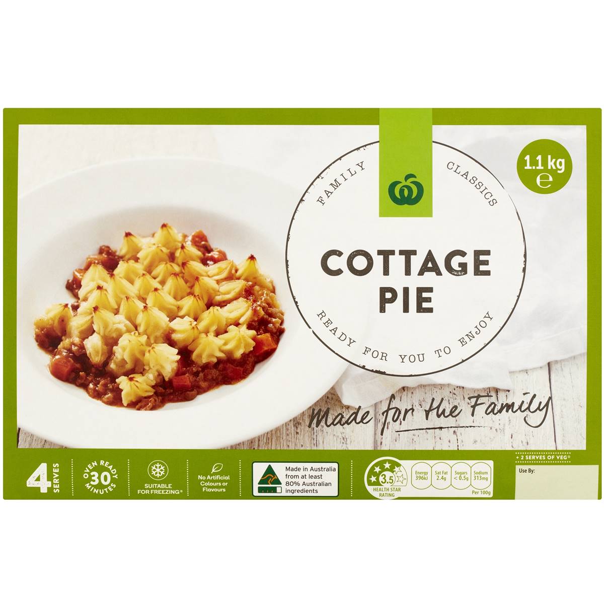 Woolworths Family Classics Cottage Pie 1.1kg Woolworths