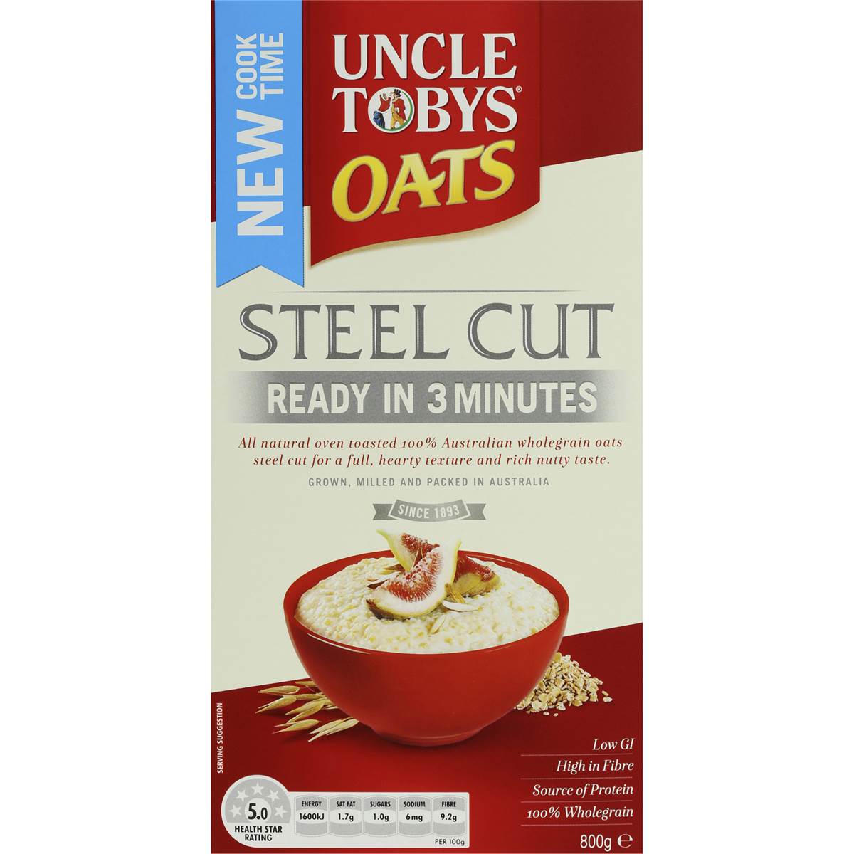 Uncle Tobys Steel Cut Quick Oats 800g Woolworths