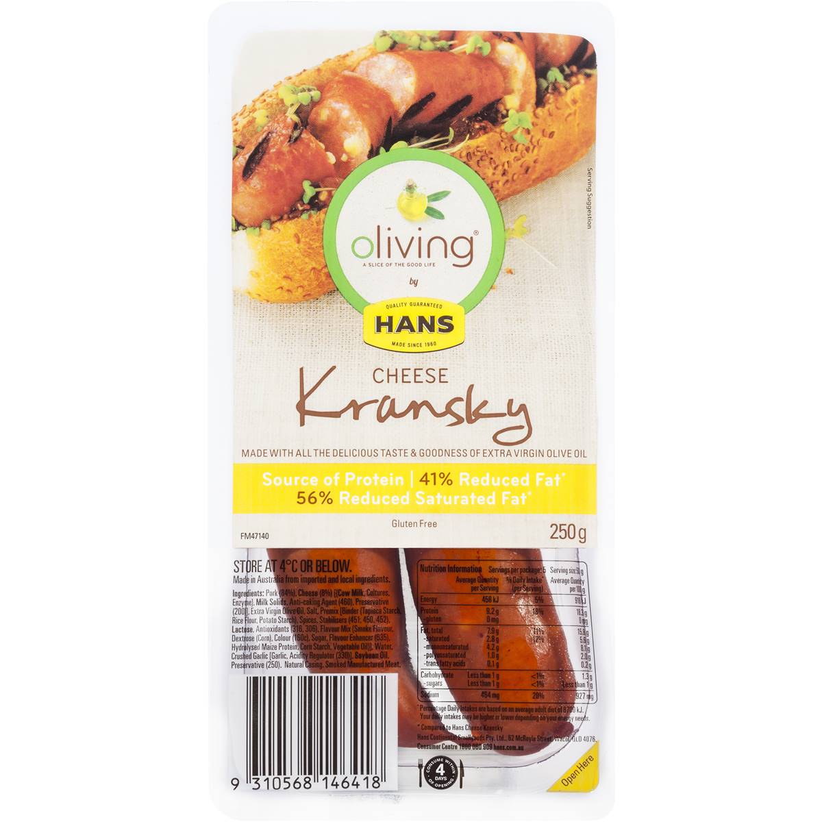 Hans Oliving Kransky Cheese 250g Woolworths