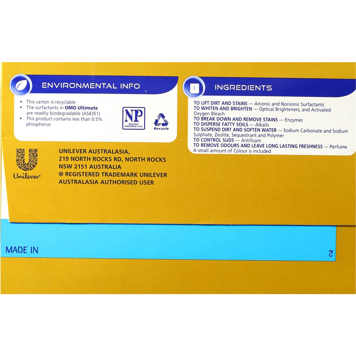 Omo Ultimate Laundry Detergent Washing Powder Front & Top Loader 5kg