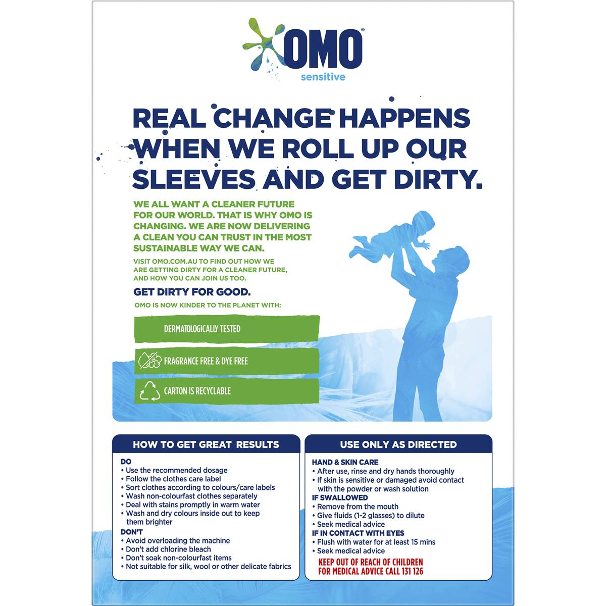 Omo Sensitive Laundry Detergent Washing Powder Front & Top ...