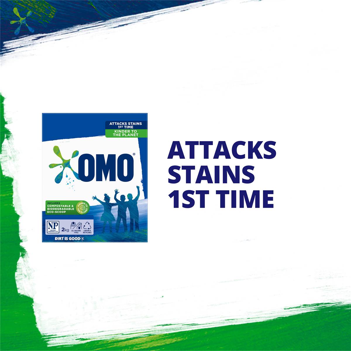 Omo Active Clean Washing Powder Front & Top Loader 2kg | Woolworths