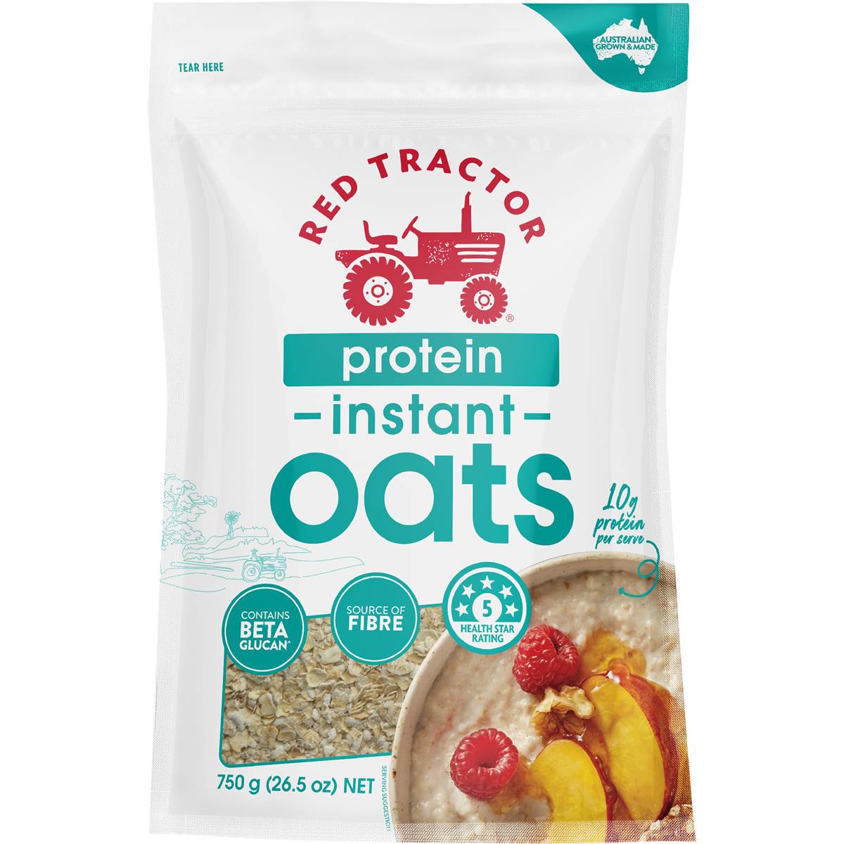Red Tractor Protein Creamy Style Instant Oats Original 750g Woolworths