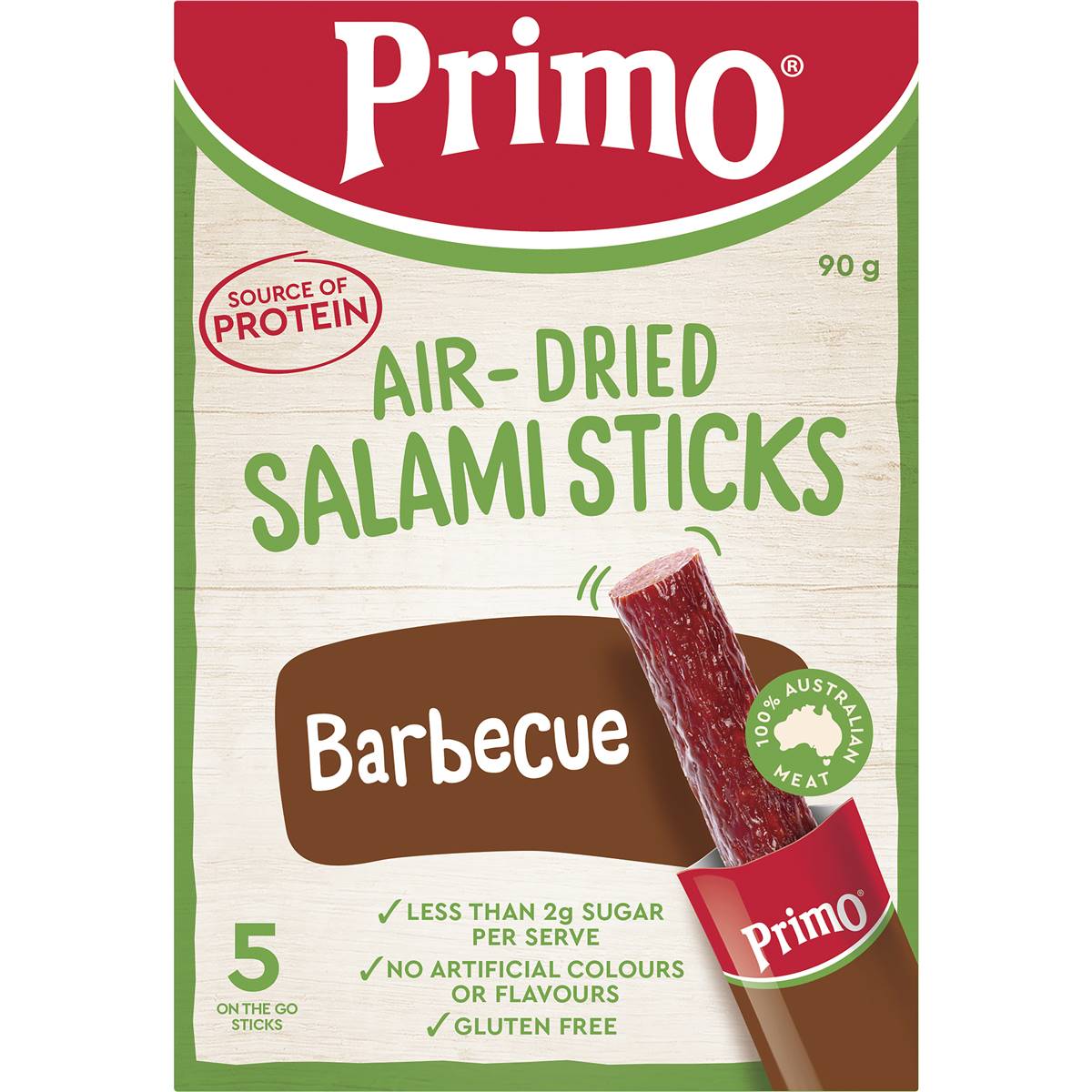 Primo Air Dried Salami Sticks Barbecue 5 Pack Woolworths