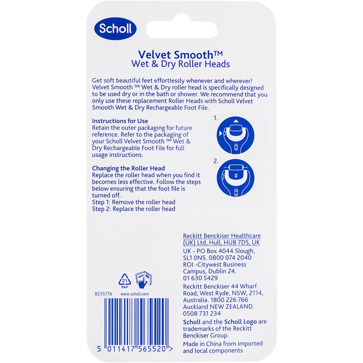Scholl Velvet Wet & Dry Electric Foot File Refill Head 2pk Woolworths