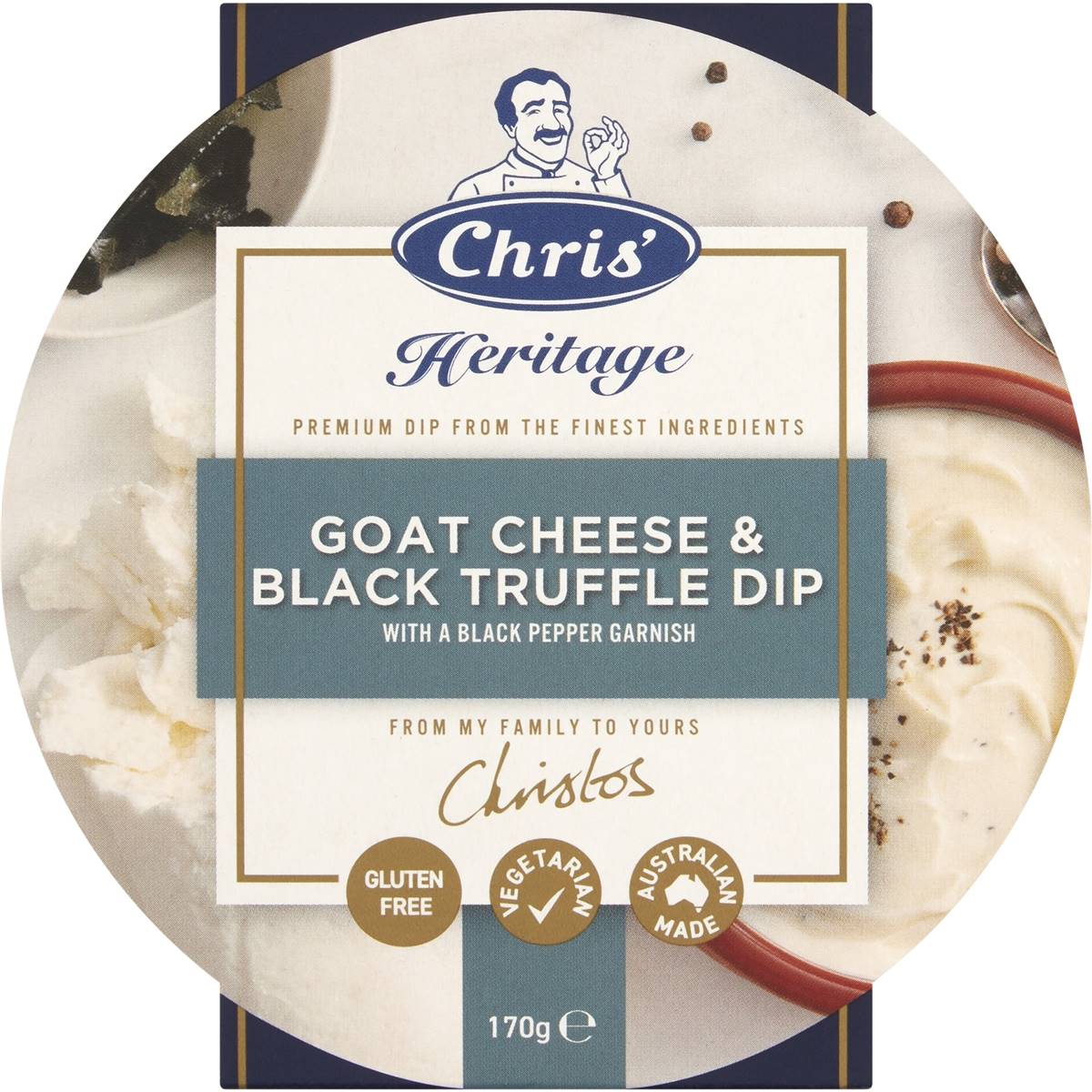 Chris' Heritage Goat Cheese & Black Truffle Dip 170g Woolworths