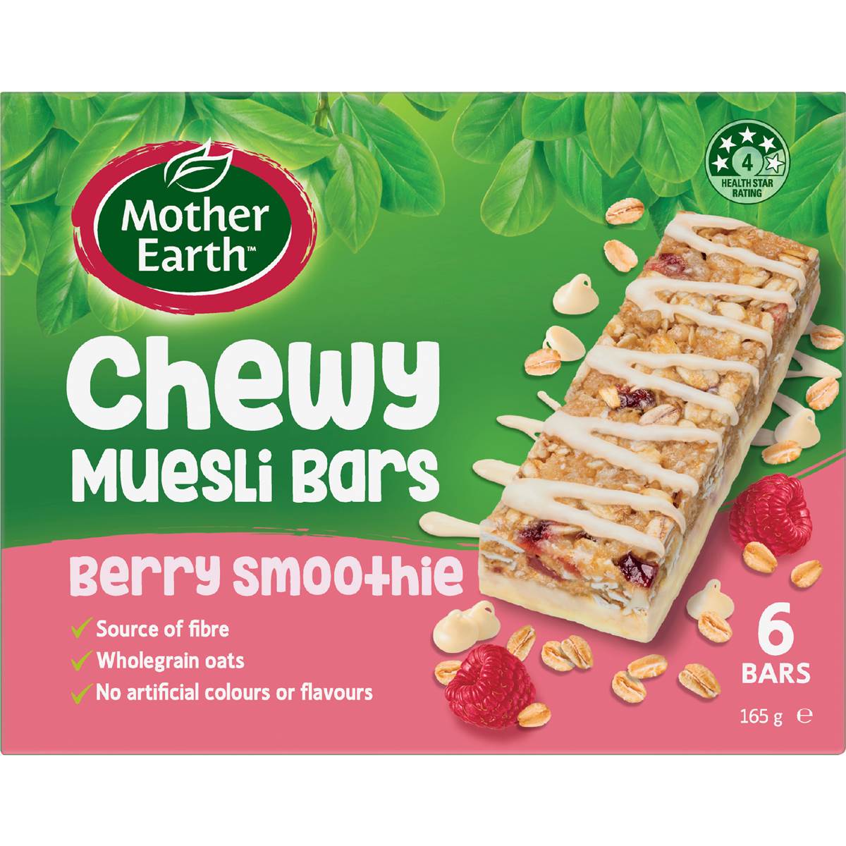 Mother Earth Chewy Muesli Bars Berry Smoothie 165g Woolworths