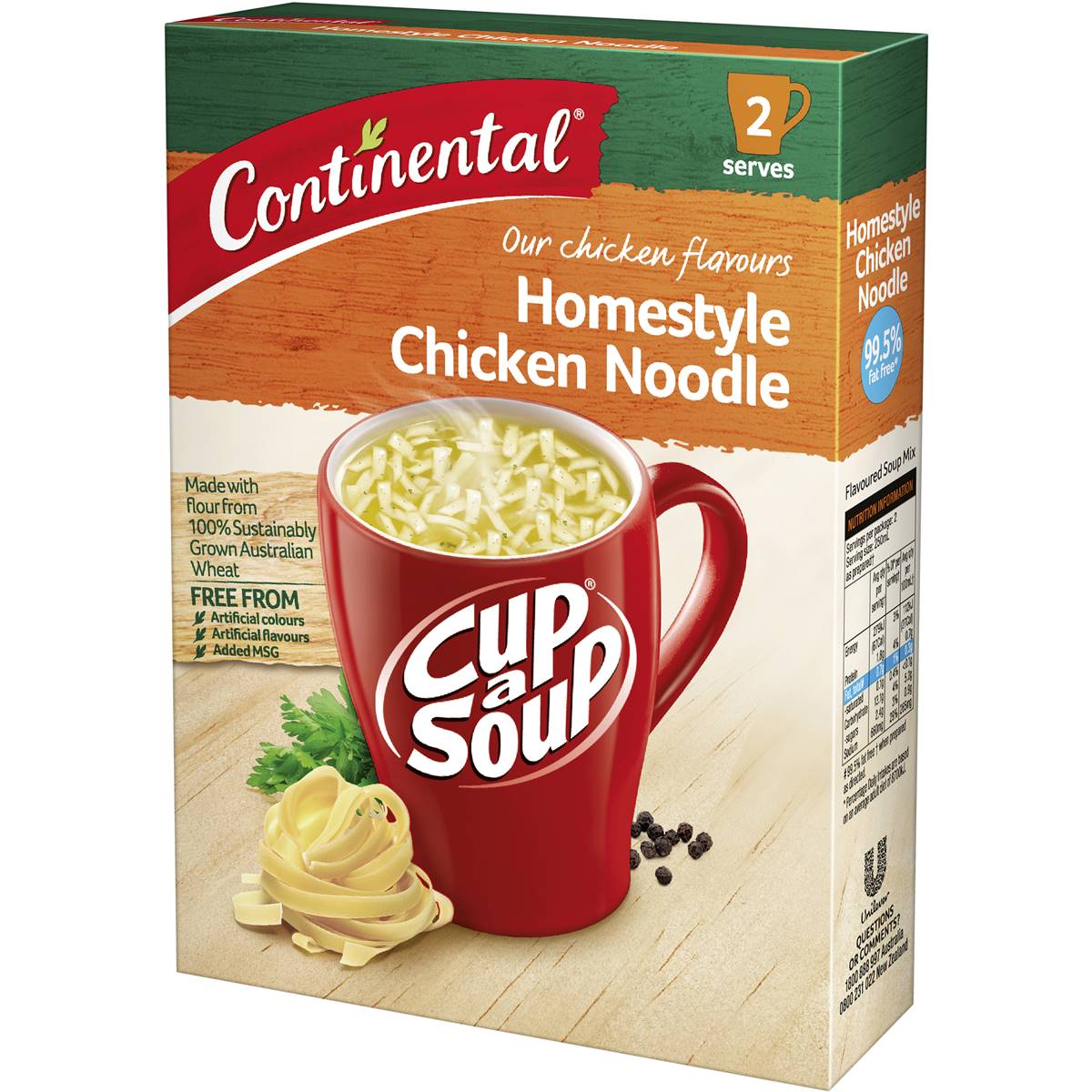 Continental Cup A Soup Homestyle Chicken Noodle Soup 20g X 2 Pack Woolworths