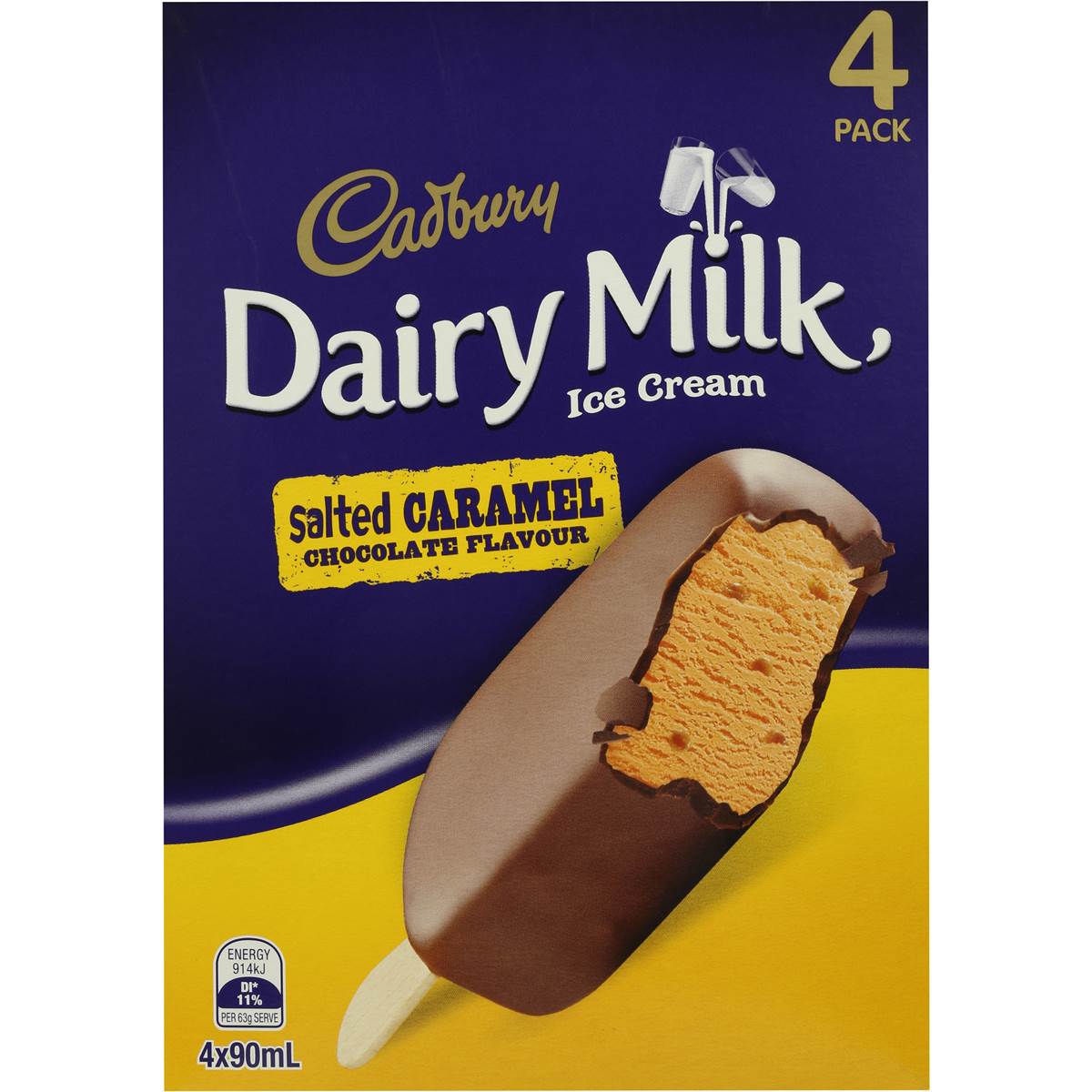 Cadbury Dairy Milk Ice Cream Salted Caramel 4pk 360ml Woolworths