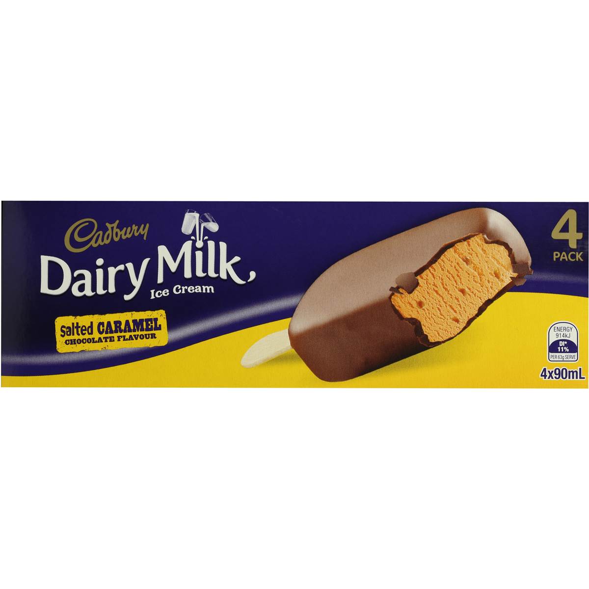 Cadbury Dairy Milk Ice Cream Salted Caramel 4pk 360ml Woolworths