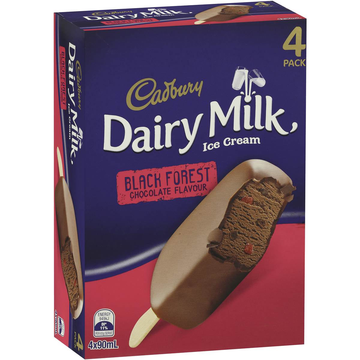 Cadbury Dairy Milk Ice Cream Black Forest 4pk 360ml Woolworths