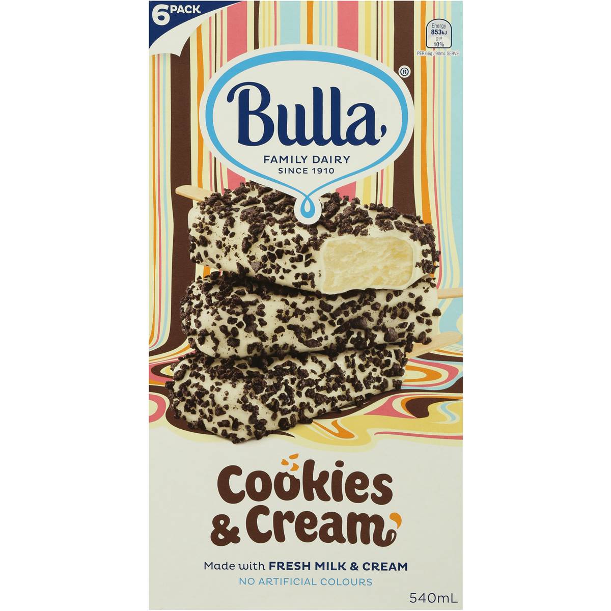 Bulla Evrydy Multpk Cookies&crem540ml6pk Woolworths