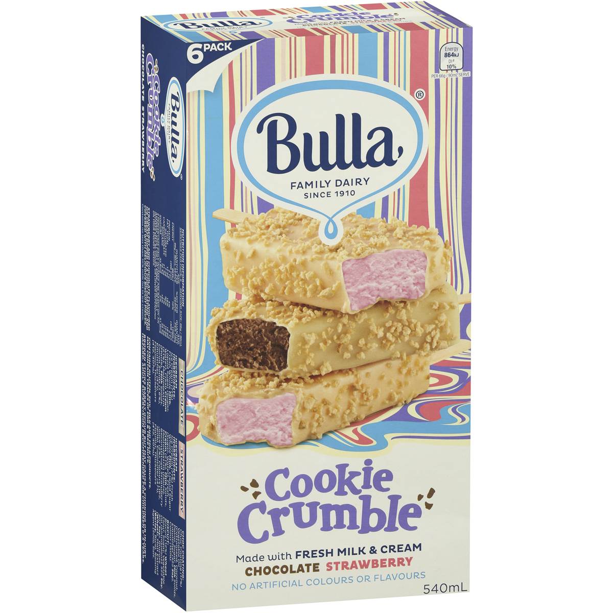 Bulla Ice Cream Cookie Crumble 6 Pack Woolworths