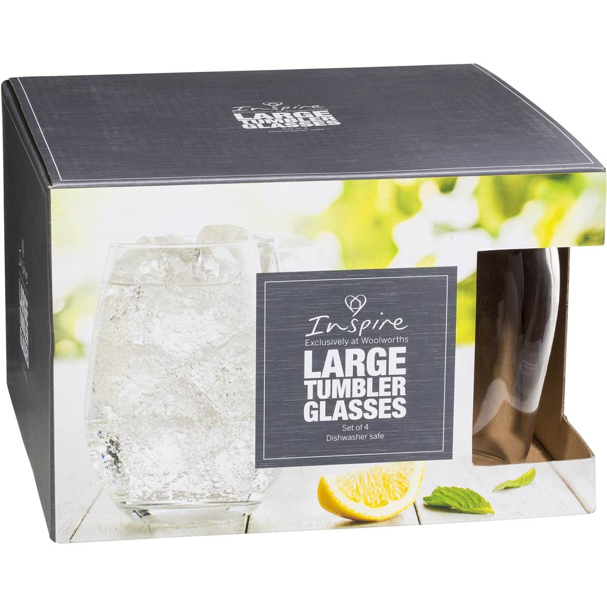 Inspire Glass Tumbler Large Set 4 Woolworths