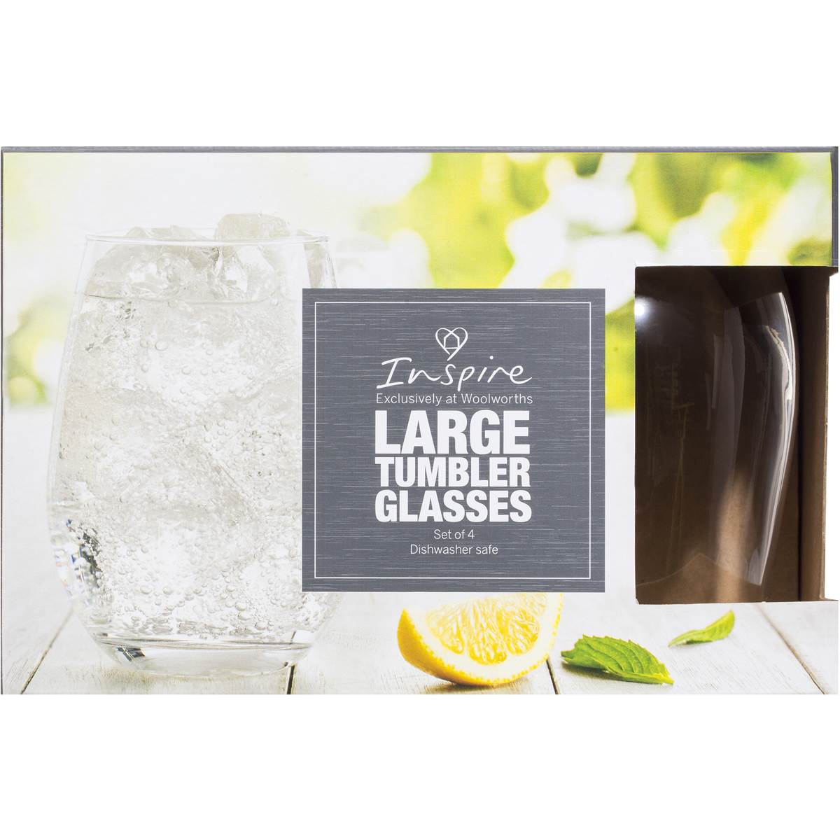 Inspire Glass Tumbler Large Set 4 Woolworths