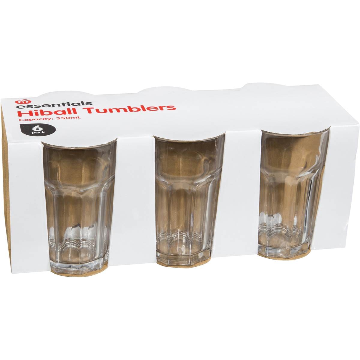 Essentials Glass Tumbler Large 6 Pack Woolworths