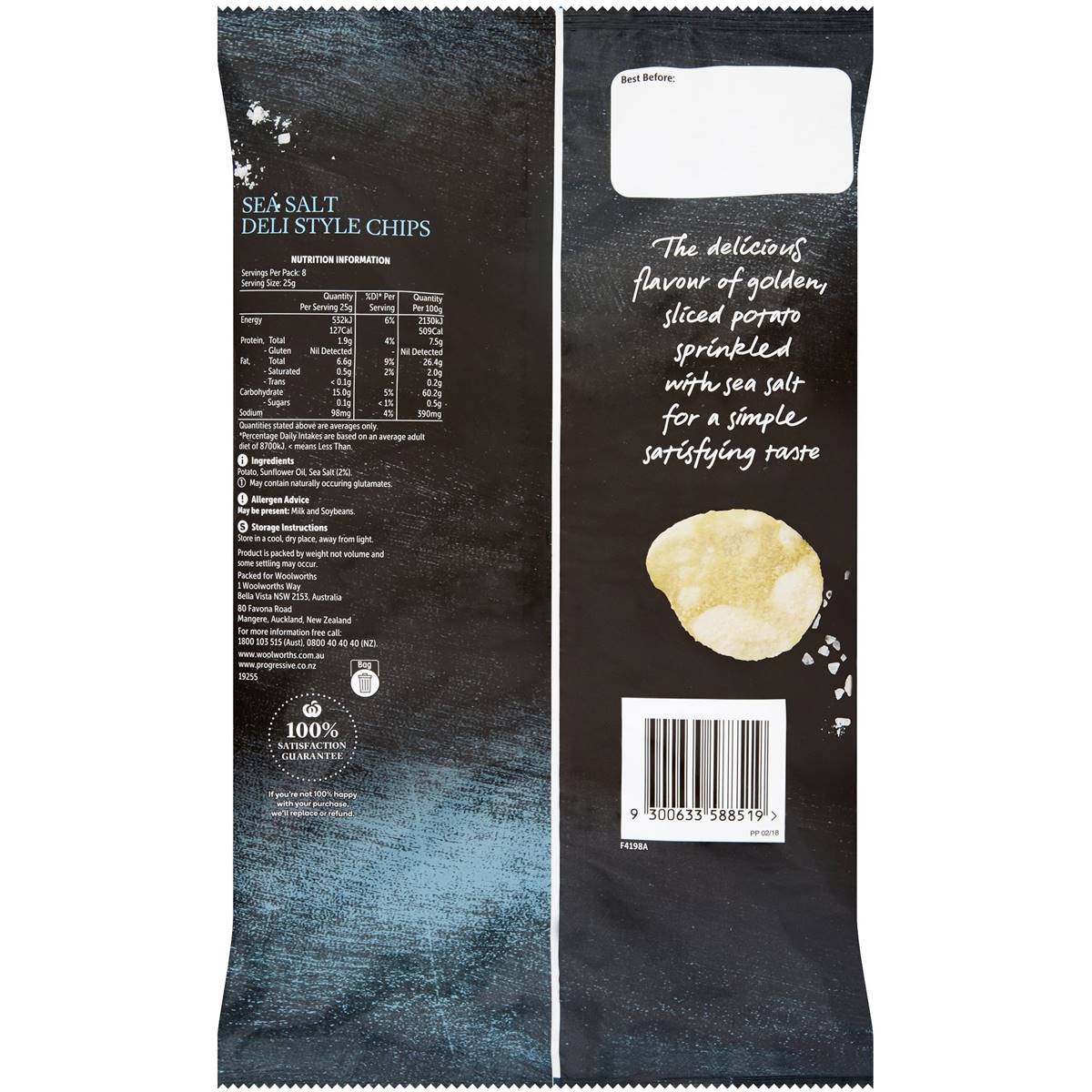 Woolworths Deli Style Chips Sea Salt 200g Woolworths