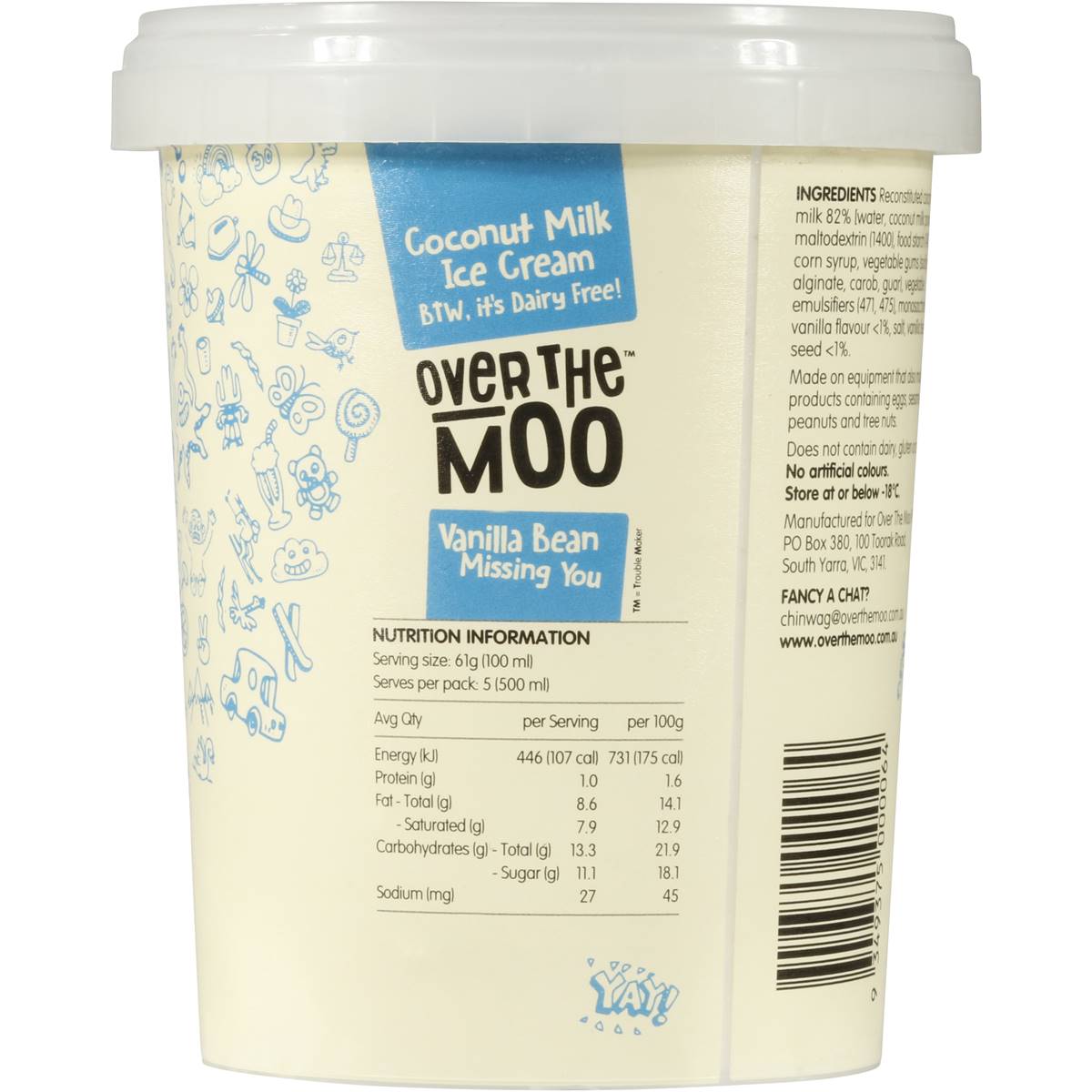 Over The Moo Vanilla Bean Missing You Ice Cream 500ml Woolworths