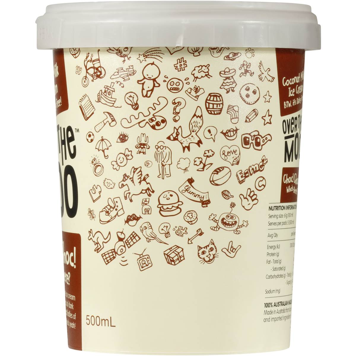Over The Moo Coconut Milk Chocolate Ice Cream 500ml Woolworths