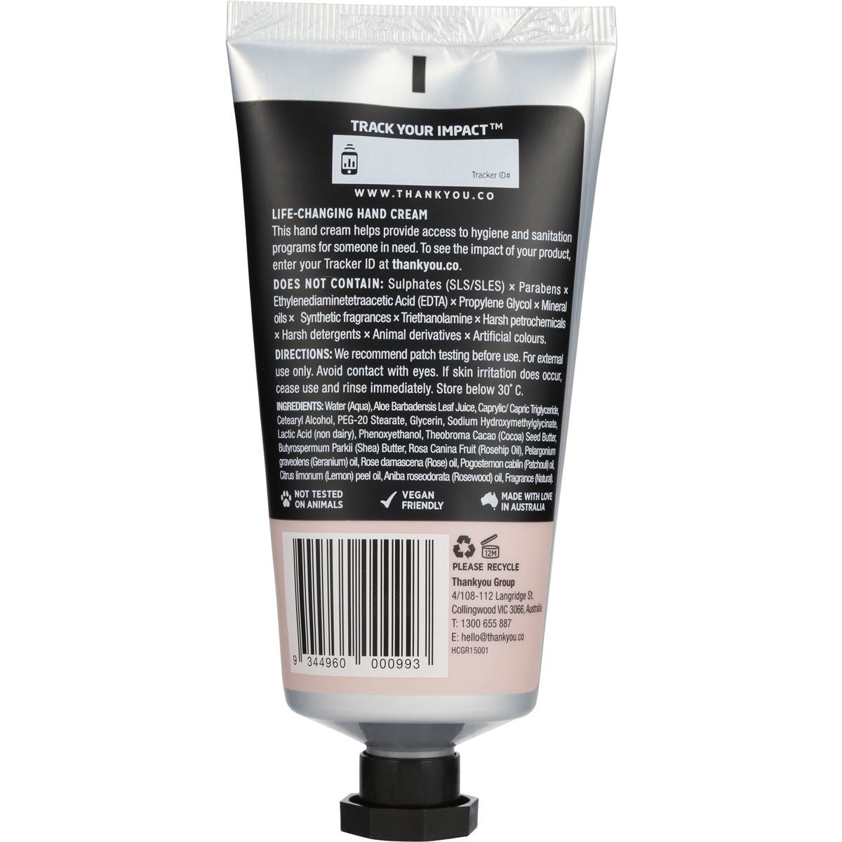 Thankyou Hand Cream Botanical Geranium & Rosewood 70ml Woolworths