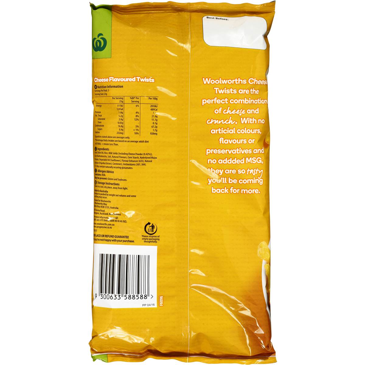 Woolworths Cheese Twists 125g Woolworths