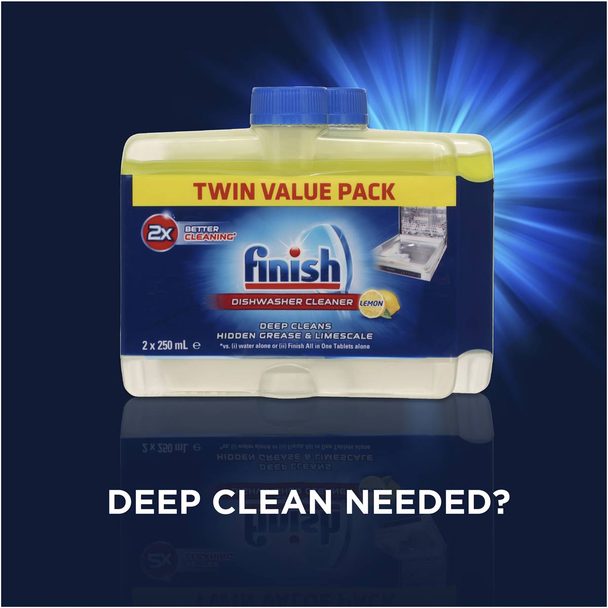 Finish Dishwasher Deep Cleaner Regular Liquid Twin 250ml Woolworths