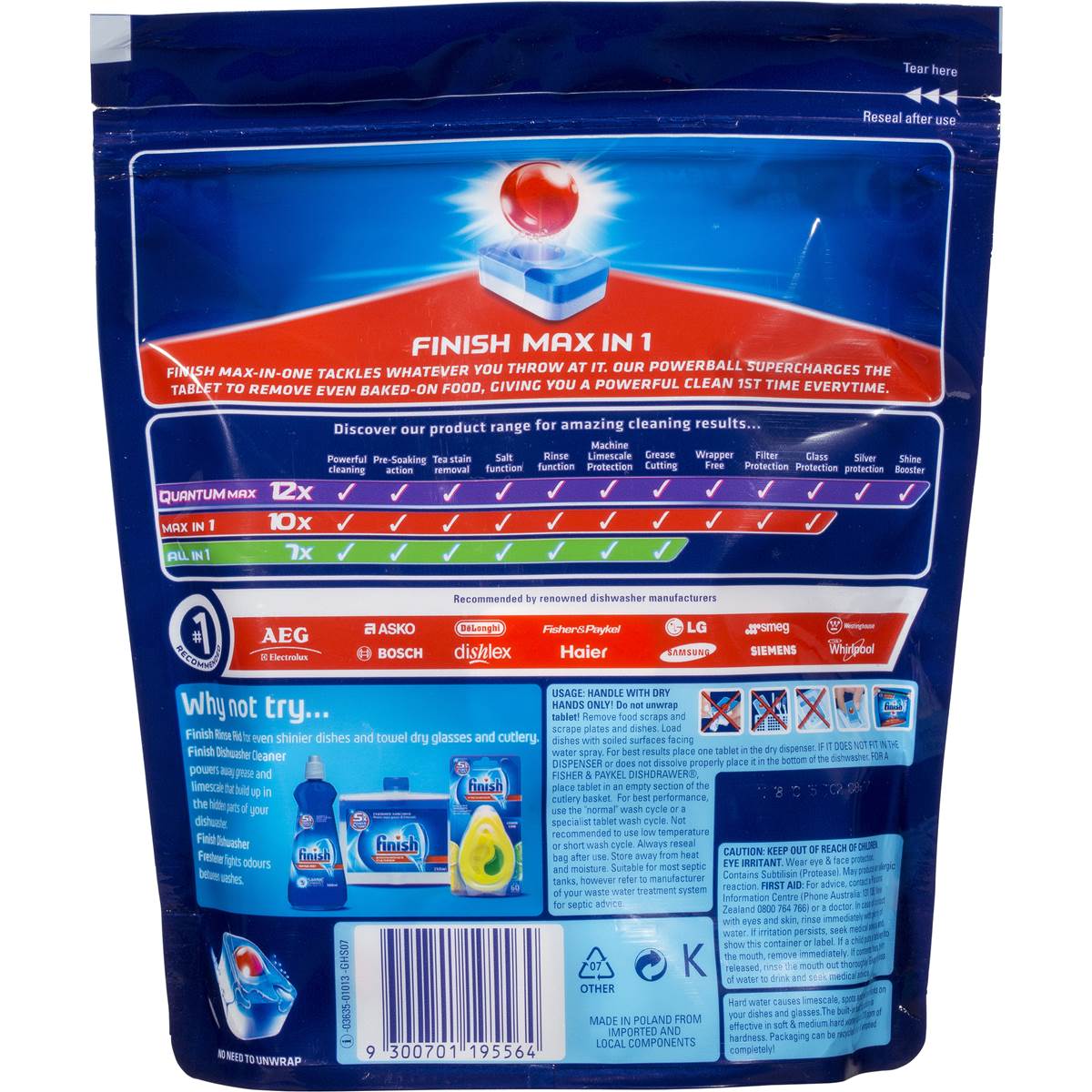 Finish Powerball Max In 1 Tablets Lemon Sparkle 25 Pack Woolworths