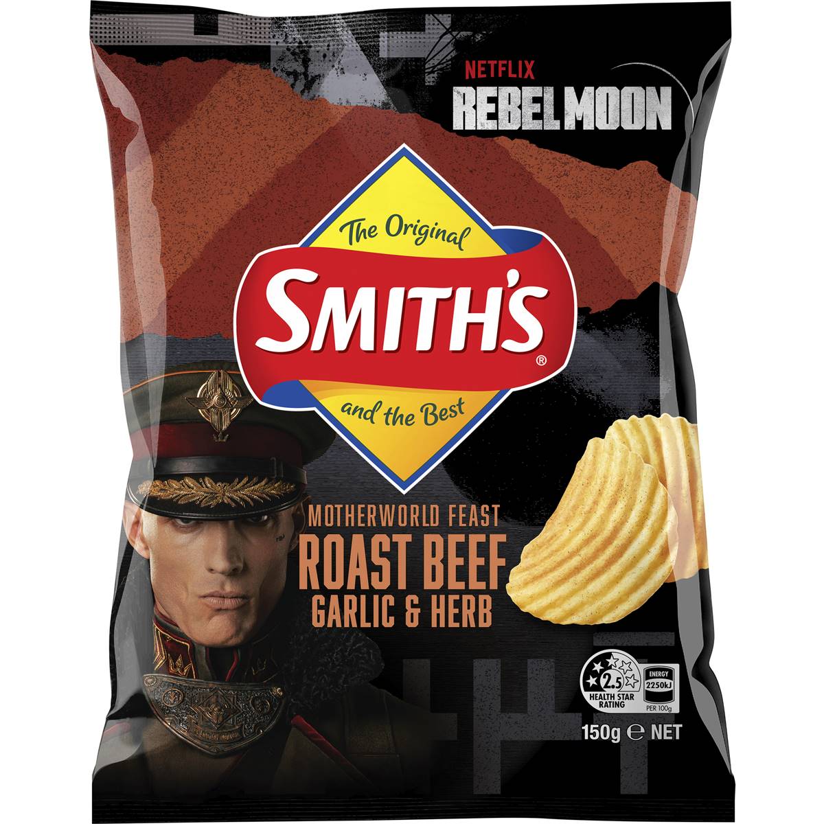 Smith's Potato Chips Roast Beef & Garlic Herb 150g Woolworths
