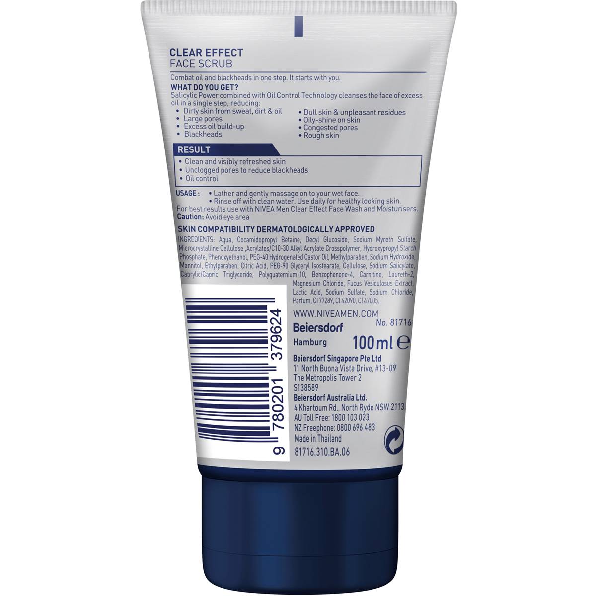 Nivea Men Clear Effect Oil Control Face Scrub For Oily Skin 100ml 