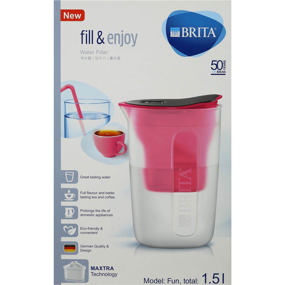 Brita Fill & Enjoy Jug Pink 1.5l each Woolworths