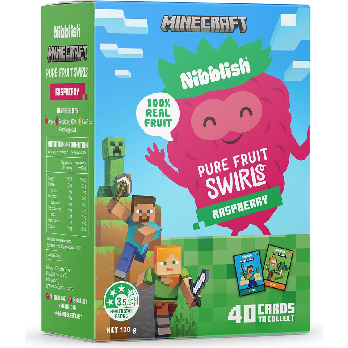 Nibblish Pure Fruit Swirls Raspberry 100g