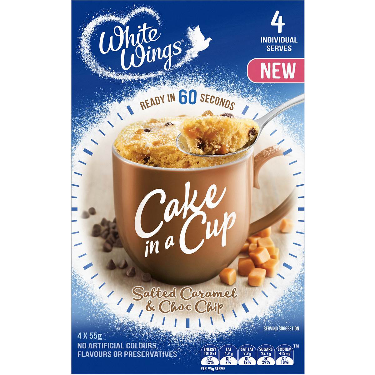 White Wings Cake In A Cup Salted Caramel & Choc Chip 220g Woolworths