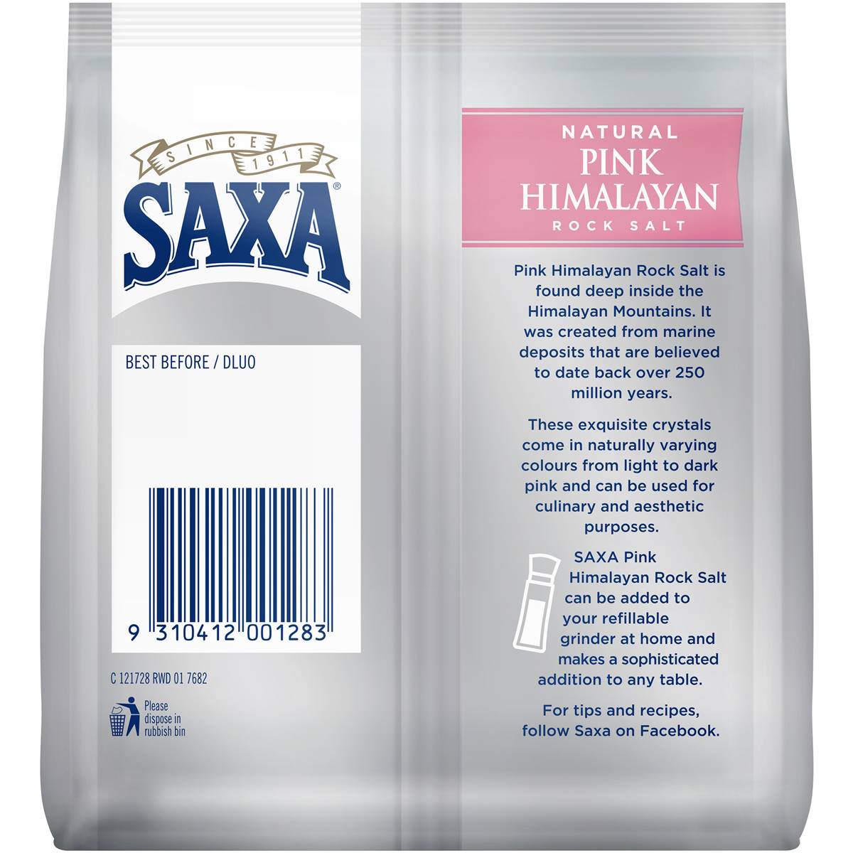 Saxa Refill Value Pack Natural Pink Himalayan Rock Salt 500g Woolworths