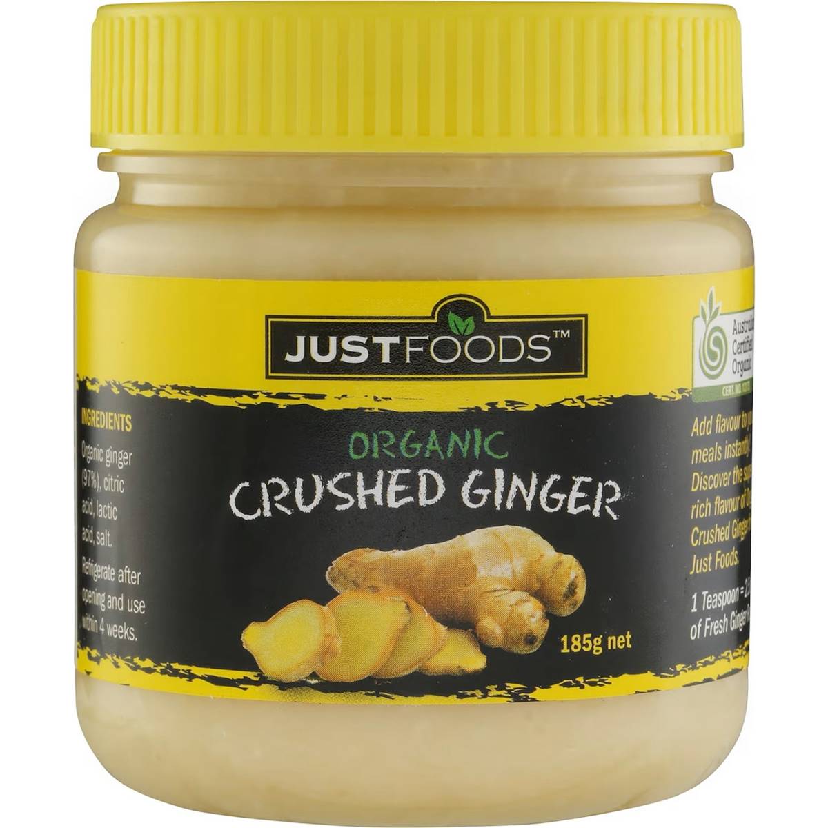 Just Foods Crushed Ginger Organic 185g Woolworths