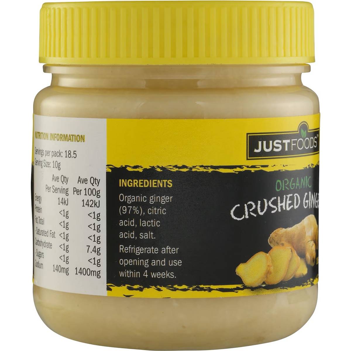 Just Foods Crushed Ginger Organic 185g Woolworths