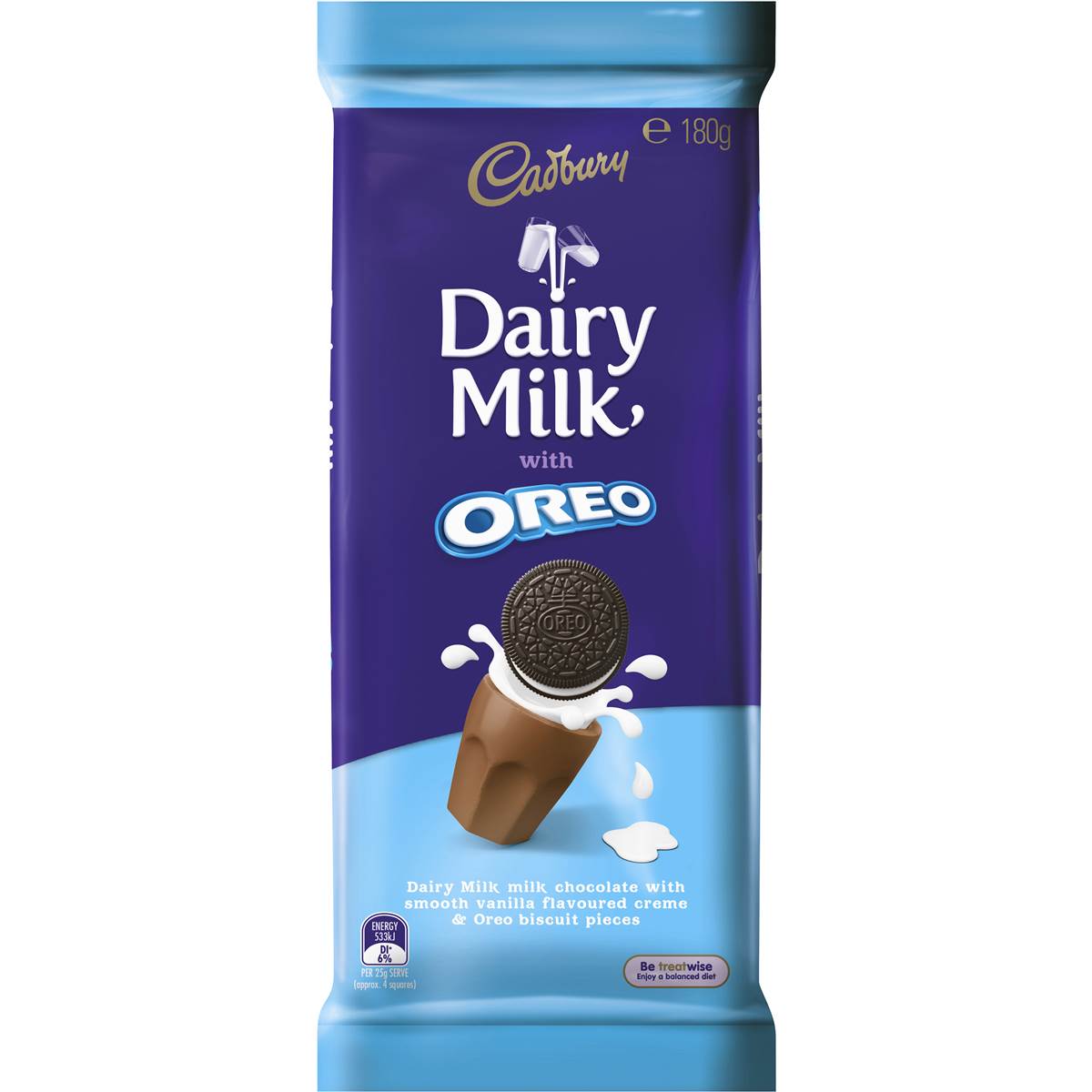 Cadbury Dairy Milk Chocolate Oreo Vanilla 180g Block Woolworths