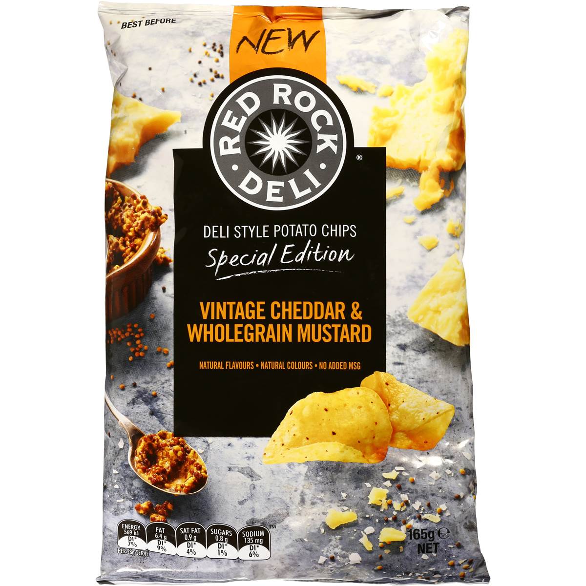 Red Rock Deli Potato Chips Cheddar Cheese & Mustard 165g Woolworths