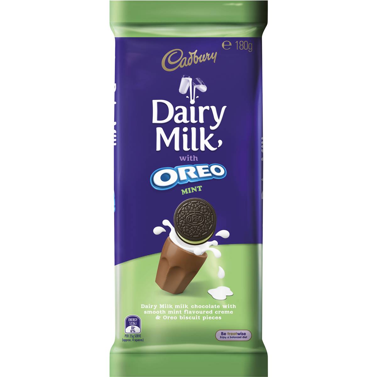 Cadbury Dairy Milk Chocolate Oreo Mint 180g Block Woolworths