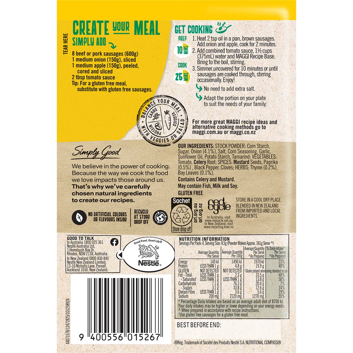 Maggi Devilled Sausages Recipe Base 37g Woolworths