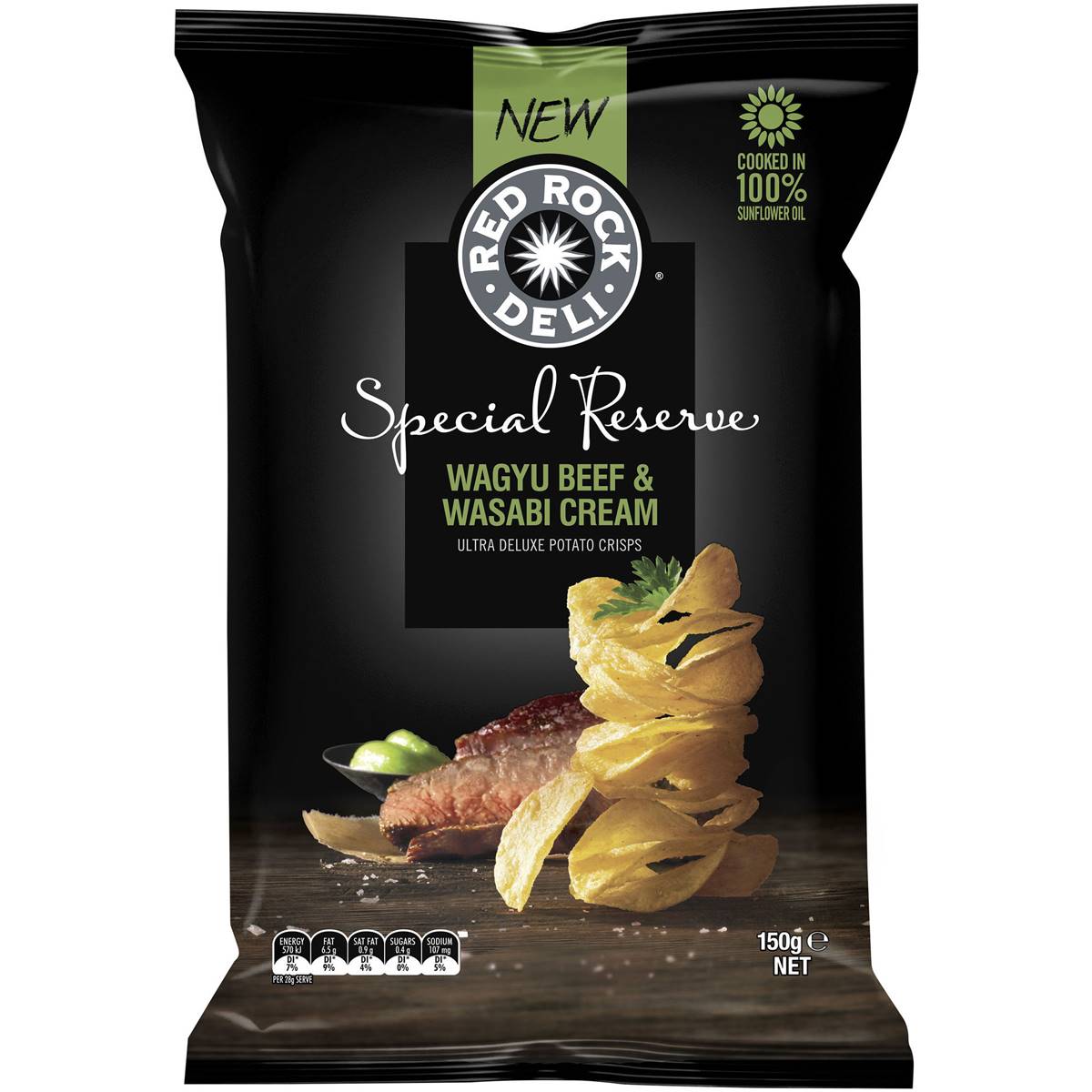 Red Rock Deli Chips Wagu Beef & Wasabi 150g Woolworths