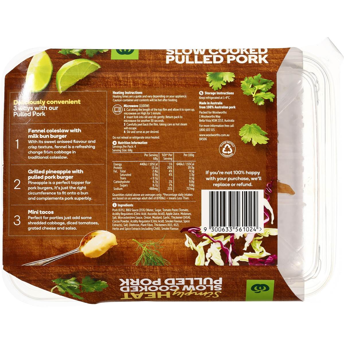 Woolworths Simply Heat Slow Cooked Pulled Pork With American Bbq Sauce