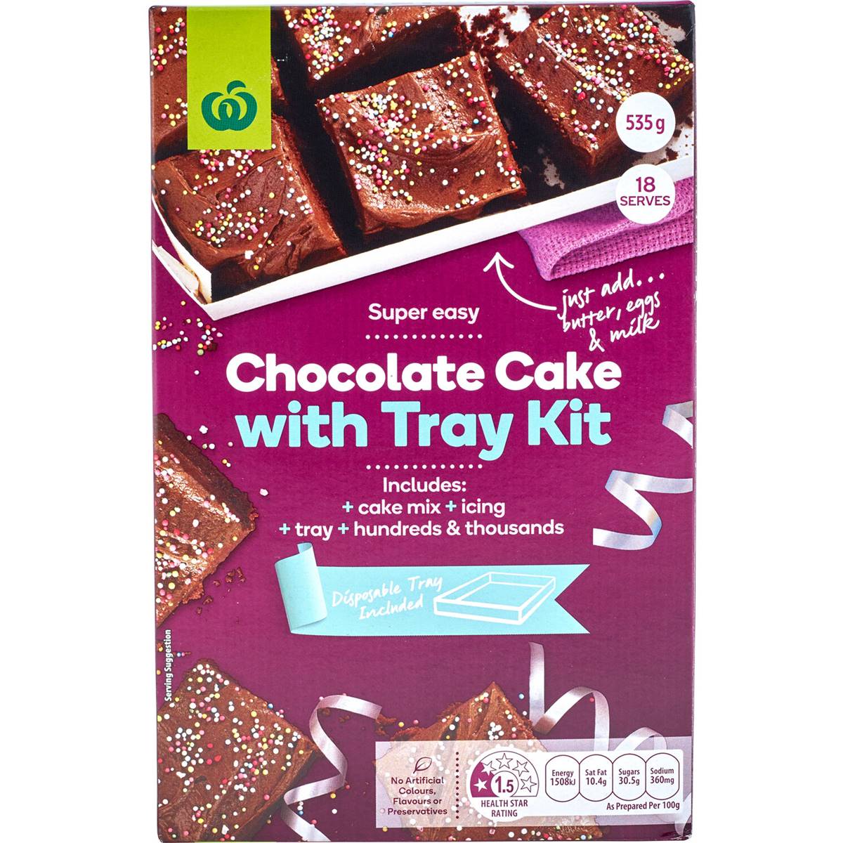 Woolworths Chocolate Cake With Tray Baking Kit 535g Woolworths
