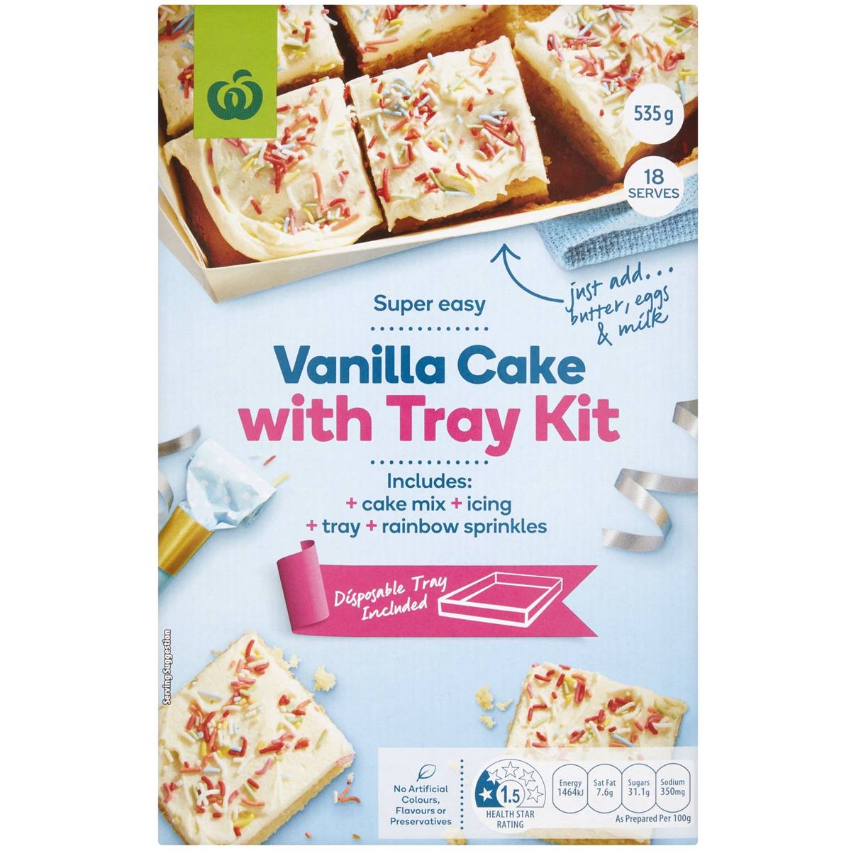 Woolworths Vanilla Cake With Tray Baking Kit 535g Woolworths
