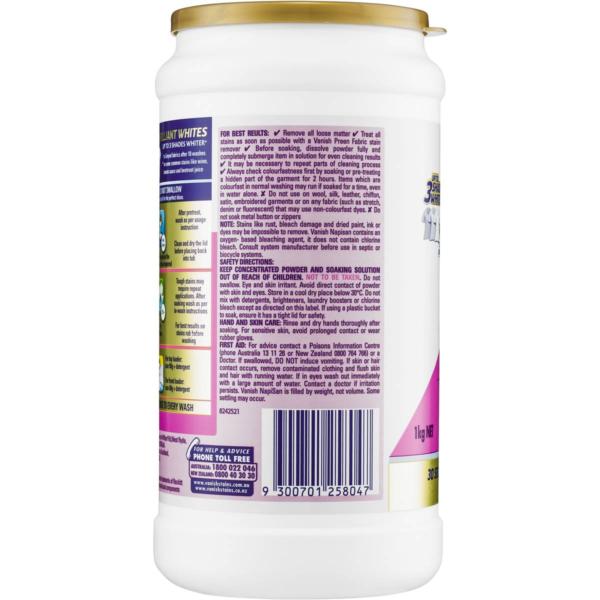 Vanish Napisan Gold Oxi Action Crystal White Stain Remover 1kg Woolworths